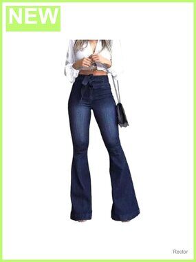 High Waisted Flare Bell Bottom Wide Leg Stretch Denim Jeans